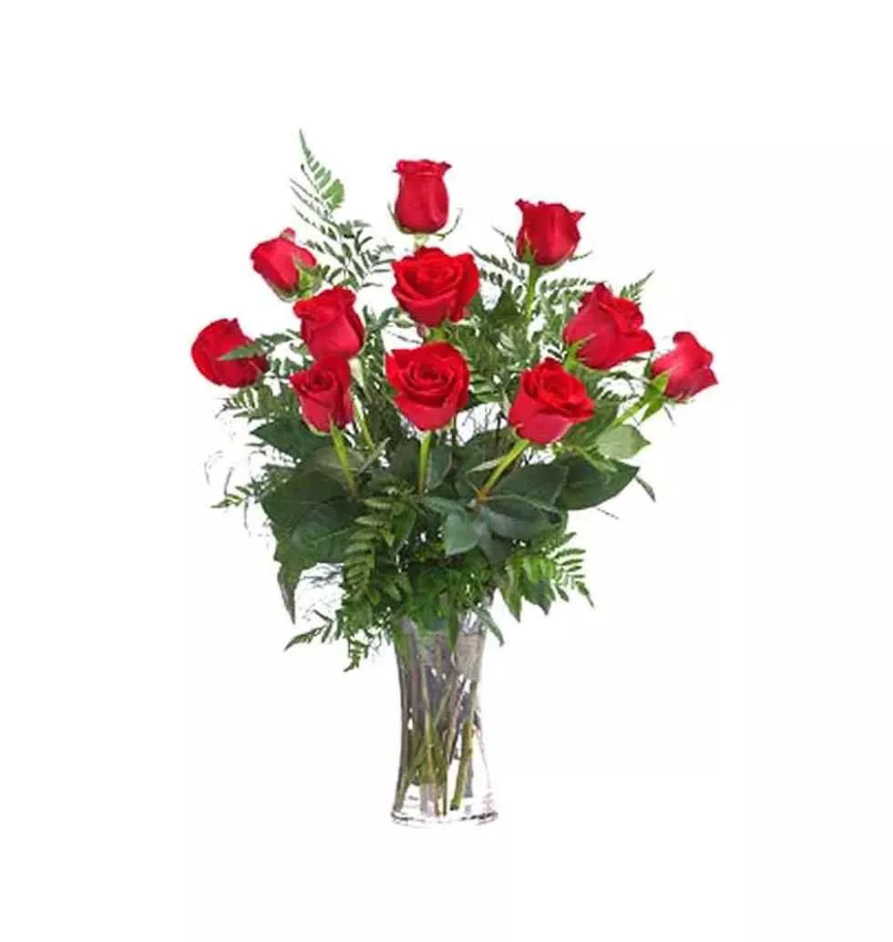 Elegant Red Rose Vase